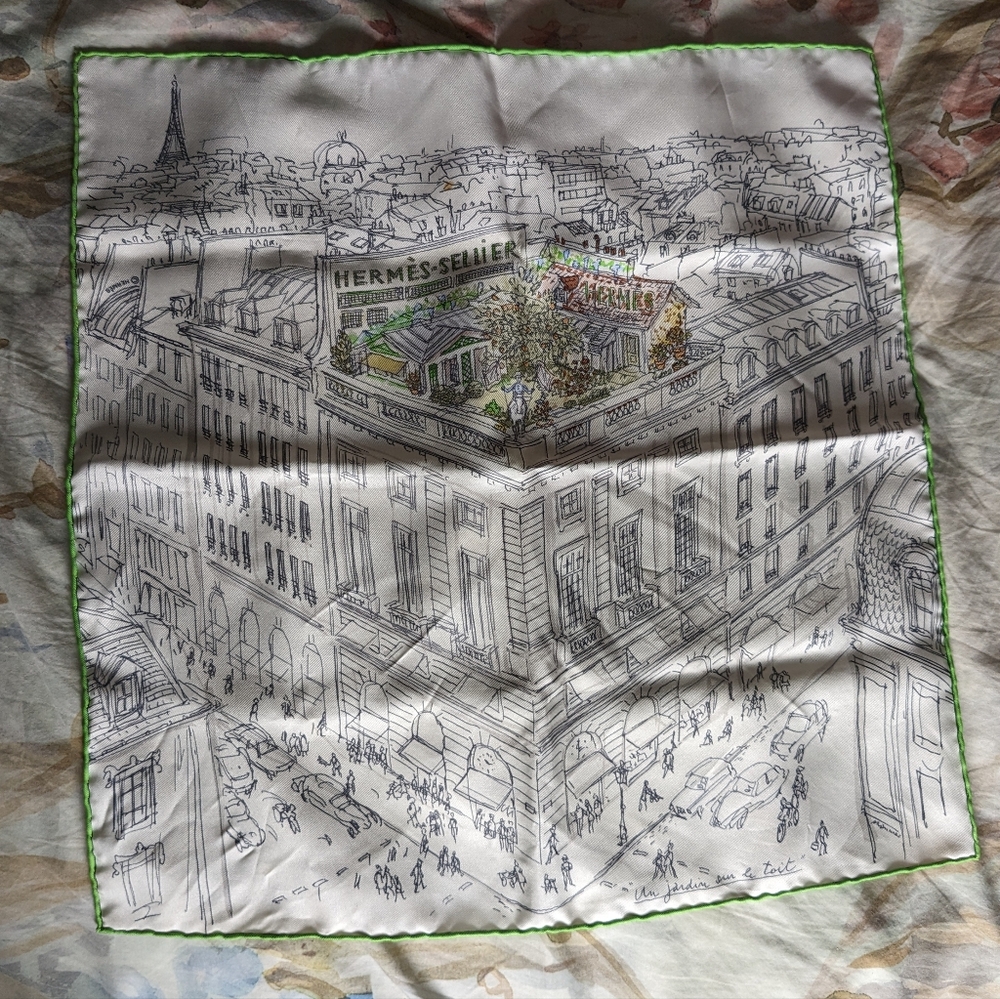 Hermes Silk Scarf Un Jardin Sue Le Toit
